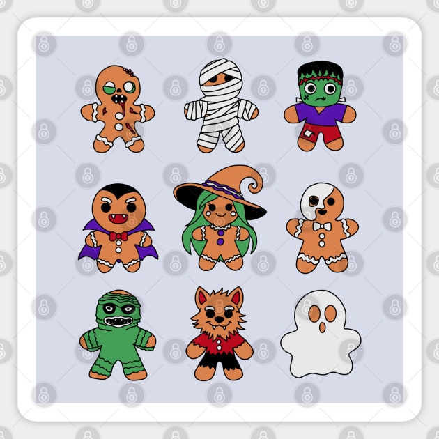 Classic Monsters Gingerbread Men Sticker by H. R. Sinclair